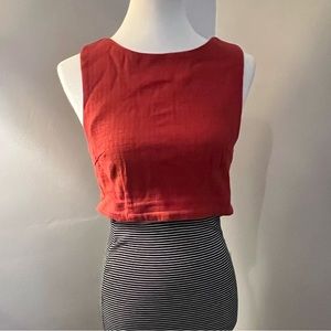 Cropped thick cotton tweed like top